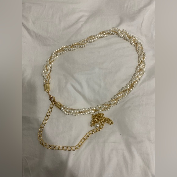 Pearl and gold chain waist belt - Picture 1 of 3